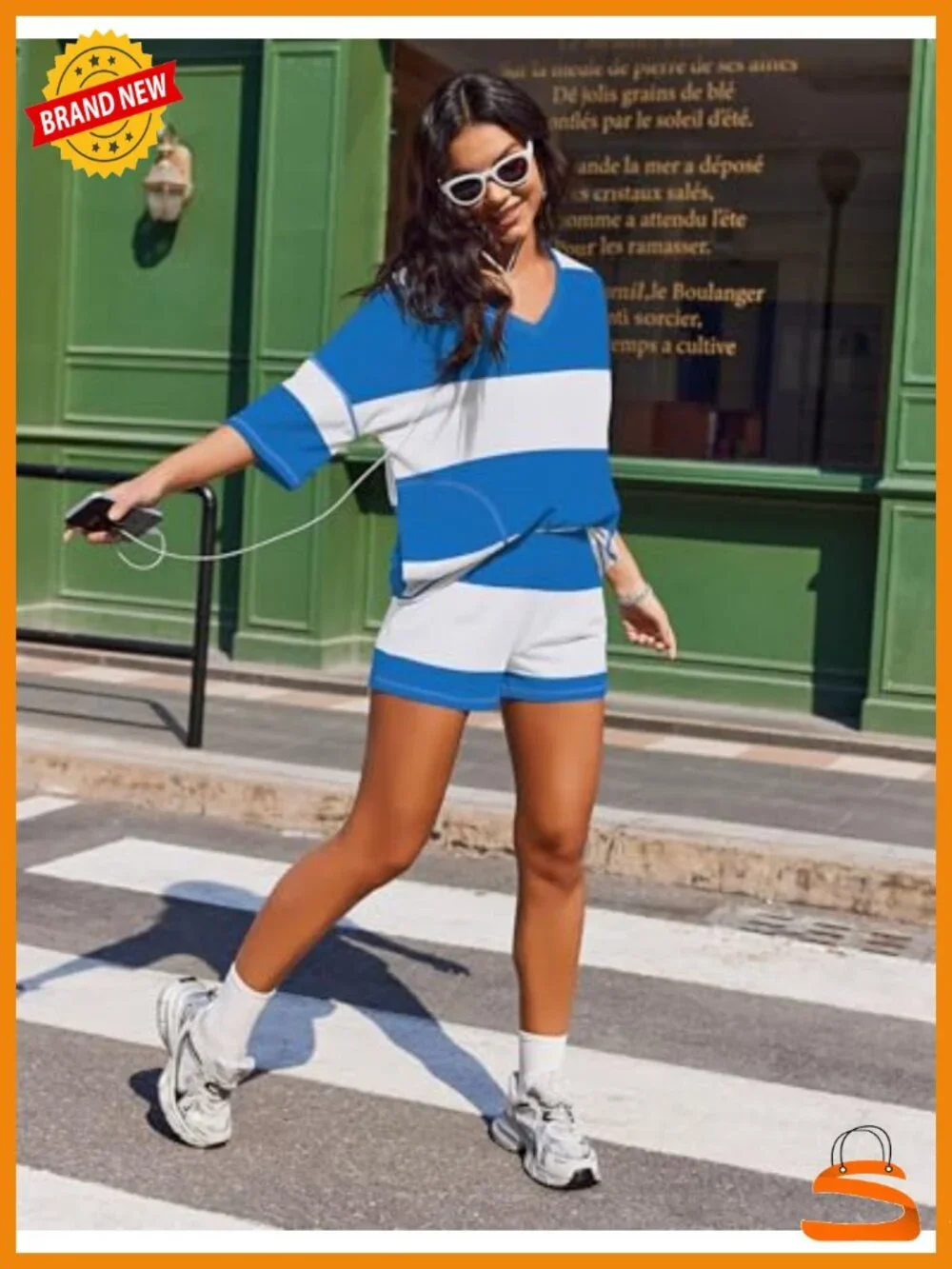 Oversized Striped Lounge Two Piece Set with Pockets